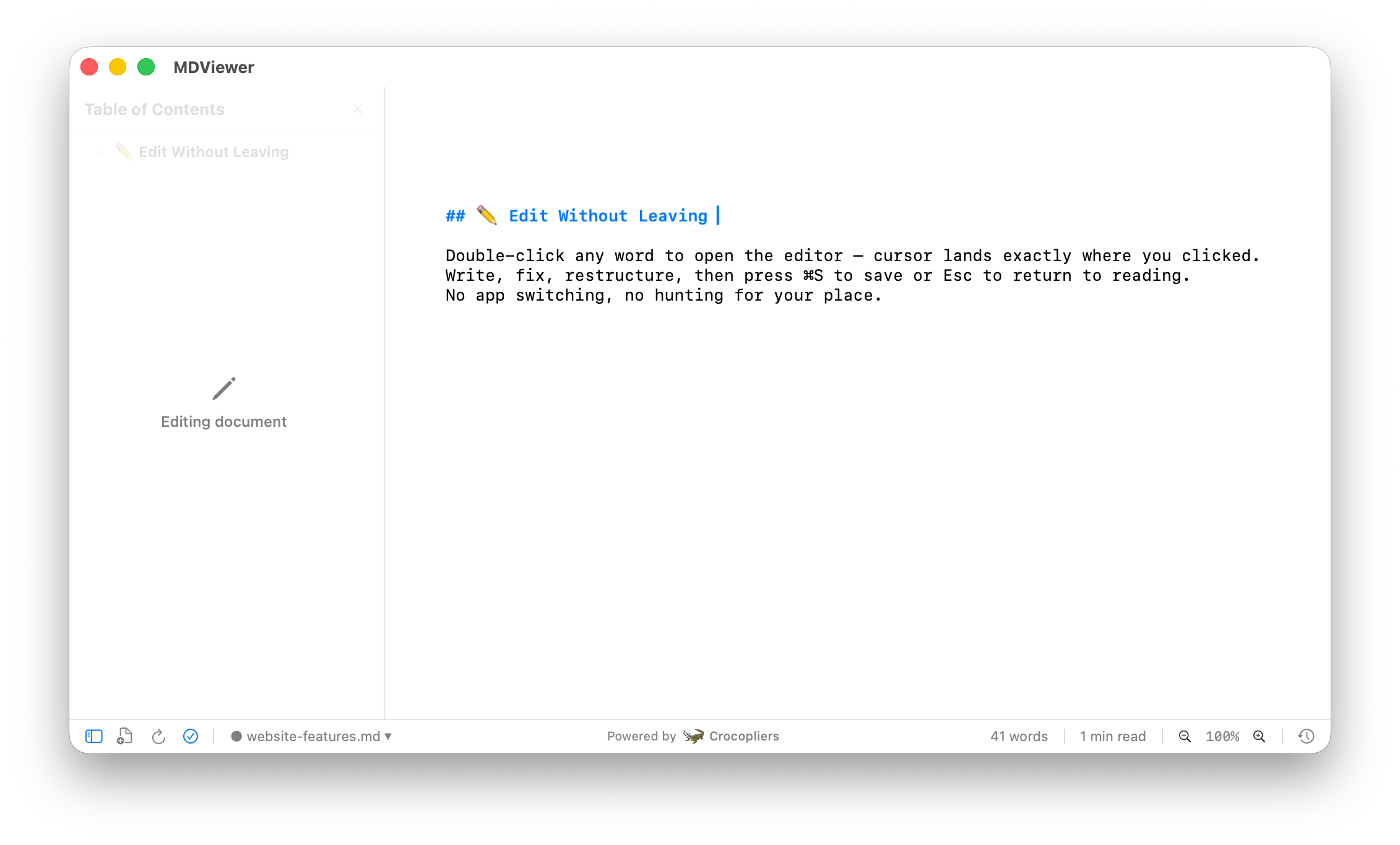 Edit Without Leaving feature