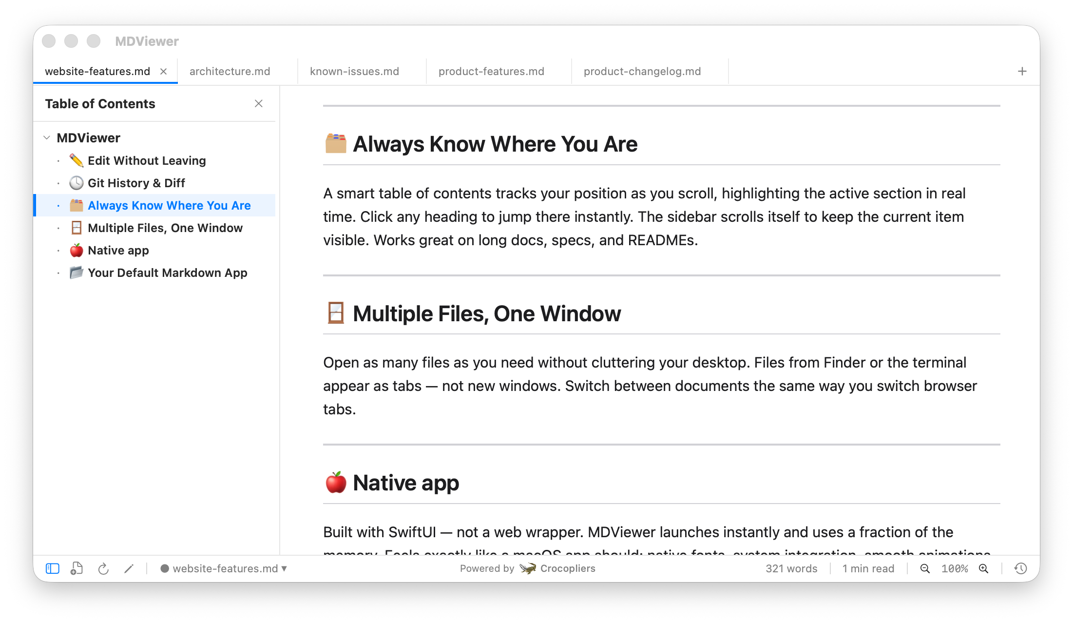 Multiple Files, One Window feature
